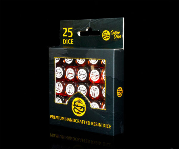 Premium Set of 25 Translucent Red Dice with White Logo - Image 2