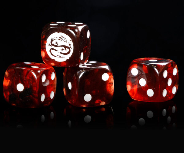 Premium Set of 25 Translucent Red Dice with White Logo - Image 5